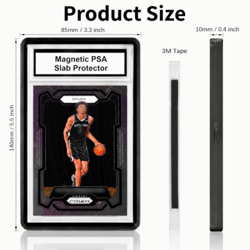 PSA Slab Case with 9-Point Secure Lock, Aluminum Alloy Graded Card Case, Magnetic UV Protection Slab Protector Fits 35PT PSA, CGC, CSG Cards, Professional Display Frame for Sports Cards (Black) - color: Black