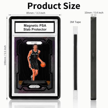 PSA Slab Case with 9-Point Secure Lock, Aluminum Alloy Graded Card Case, Magnetic UV Protection Slab Protector Fits 35PT PSA, CGC, CSG Cards, Professional Display Frame for Sports Cards (Black) - color: Black