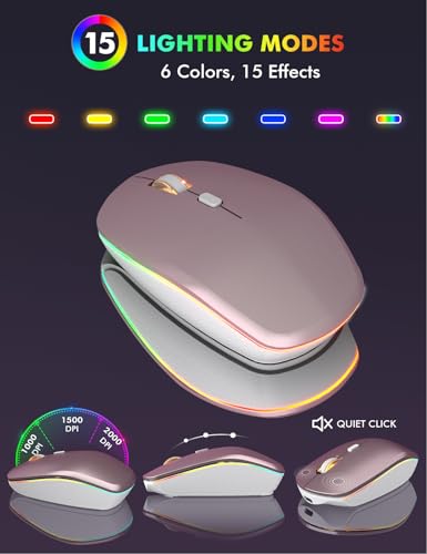 Wireless Keyboard and Mouse Combo, RGB Backlit, Trueque KM42Pro | RGB Rainbow Backlit, Rechargeable Keyboard Mouse, Sleep Mode, 2.4GHz Wireless, Silent Soft Typing, USB-C Adapter - color: Rose Pink