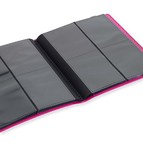Vault X 4 Pocket Strap Trading Card Binder 160 Cards Side Loading (Pink) | Holds 160 standard-size TCG cards in 20 side-loading 4-pocket pages. Padded, water-resistant cover. - color: Pink