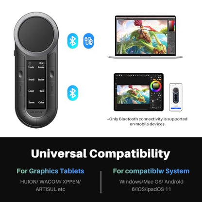 HUION Keydial Remote Bluetooth Macro Pad, 6-Set 8 Customized Keys & 2 Dial | Wireless Programmable Keypad, OLED Display, Work with PC, Mac, Mobile, One-Hand Shortcut Keyboard for Drawing Tablet, Laptops - size: Dual Bluetooth