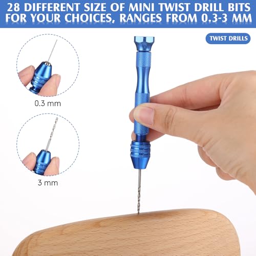 Mudder 57pcs Micro Drill Bits & Pin Vise Set, 46 Pcs Hand Twist Drills and 10 Pcs PCB Mini Cutting Bits for Resin, Beads, Polymer Clay, Craft, DIY Jewelry, Model Making Projects(Blue) - color: Blue