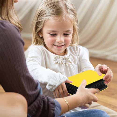 GEAoffice 1 Pocket Mini Card Binder Holds 80 Cards with Zip Closure, Yellow | Super Lightweight, 40 Removable Acid-free & Non-PVC Sleeves, Premium PU Leather Card Album for TCG, MTG, Sports&Games, Gift - color: Yellow-1 Pocket