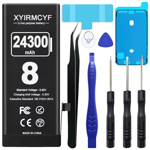 XYIRMCYF 24300mAh Super Capacity Battery Compatible with iPhone 8/8G, New 0 Cycle-Li-Polymer Replacement Battery for iPhone 8/8G, with Professional Repair Tool Kit - color: 8-24300