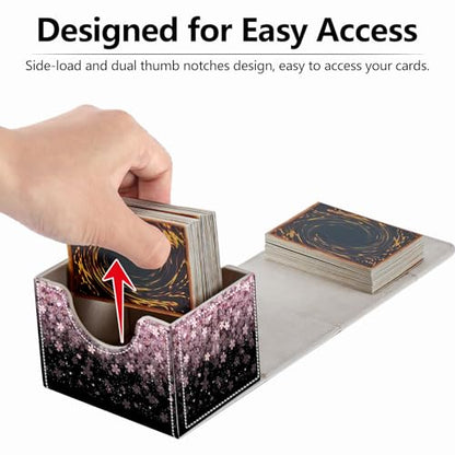 Strong Magnet Card Case Deck Box Mtg Card Box Playing Card Box Magic Deck Box Tcg Up to 200 Cards Creative Pattern Trading Card Storage Box for Collectible Card Games, Pink Cherry Blossom - color: Pink Cherry Blossom