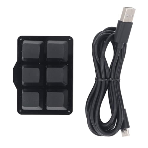 AstraLoom One Handed Macro Mechanical Keyboard Programmable NKRO Hotkeys 6 Keys USB Keypad with Floating Window for Gaming and Office Work Black ABS Acrylic
