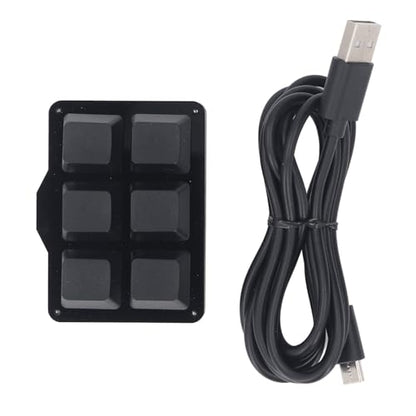 AstraLoom One Handed Macro Mechanical Keyboard Programmable NKRO Hotkeys 6 Keys USB Keypad with Floating Window for Gaming and Office Work Black ABS Acrylic