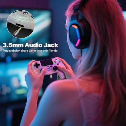 ISHAKO 2Pack Controller for PS4, Wireless Game Controller for PlayStation 4/PC Windows/PS3, Control 2Pack with Adjustable RGB Light/1000mAh Battery, Double Vibration- White & Black - color: Black & White