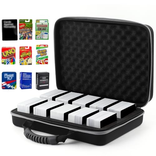Wevbsiy Large 2200+ Card Game Case Storage Holder for C.A.H Card Game,Baseball Card, TCG Cards,Trading Card Box Playing Card Organizer Compatible with All Other Card Games Expansions Blue - color: Grey