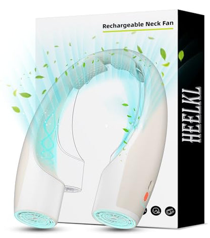 Heelkl AI Neck Fan, 4 Speeds Adjustable Portable Personal Fan Rechargeable, 4000 mAh Battery Faster Cooling Wearable Fan, Ultra Quiet for Home, Office, Travel, Outdoor - Champagne - color: Champagne