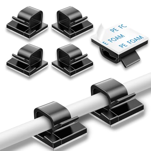200 Pcs Cable Clips, Adhesive Cable Organizer Cord Holder Wire Clip Wire Management Self Adhesive Hooks Wire Holder for Office, Home, Black - color: Black, size: 200PCS-Standard