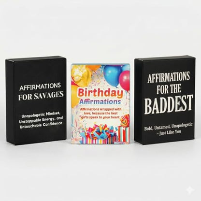 Isaac Liev Affirmation Cards For Women and Men, Sinister, Cynical, Motivational Inspirational Mindset Gifts for Birthdays -Cool Gifts for Him & Her, Best Friend, Coworkers, Office & Birthday - style: 3-PACK BUNDLE - Birthday affirmations , Baddest & Savea