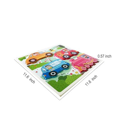Jumbo Base Wooden Blocks Puzzles for Toddlers 1-3 ，Educational Toys for 2-3 Years Old,Toddler Montessori Gifts Vehicle Car Truck Puzzles Ages 2-4 - color: Vehicle