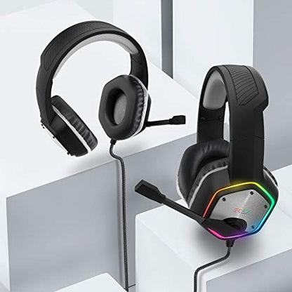 EKSA E1000 USB Gaming Headset for PC, Computer Headphones with Microphone/Mic Noise Cancelling, 7.1 Surround Sound, RGB Light - Wired Headphones for PS4, PS5 Console, Laptop, Call Center - color: RGB