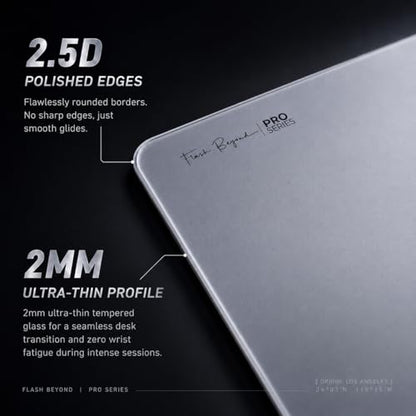Pro Glass Gaming Mouse Pad, Electroplated Hard Glass Mousepad, Sleeve-Free Smooth Glide, Reduced Skin Drag, High-Stability Base, Graphite Gray