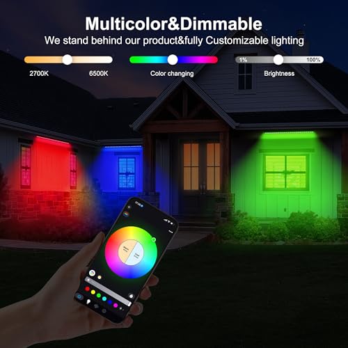 40-Inch Linkable LED Wall Washer Light Bar – Smart RGBCW Color Changing LED, Bluetooth & RF Remote Control, 2700K–6500K Tunable White, 16M Colors, 1–100% Dimmable, IP65 Waterproof - color: Linkable Smart RGB+Tunable White(2700-6500K)