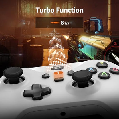 IWGAME Wired Controller for X-BOX ONE/PC, Gamepad with 3.5mm Audio Jack&Dual Vibration, Support Turbo Function, Compatible with X-BOX One/One S/X, X-BOX Series S/X, PC (White) - color: White