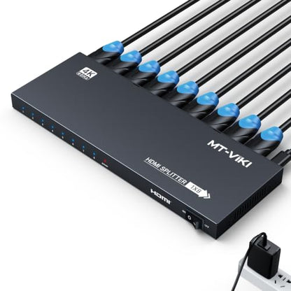 MT-VIKI HDMI Splitter 4K@60Hz, HDMI Splitter 1 in 8 Out, RGB 4:4:4, HDMI2.0b, HDCP2.2, 18Gbps, Full UHD Distributor for PS4 Fire Stick HDTV - size: 1x8 4K60