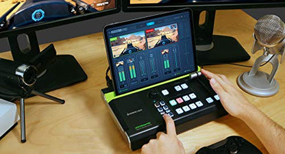 IOGEAR Upstream Pro Video Production Switch (TAA) 1080p @30/4K Portable/Mobile Video Production Switch 3xHDMI Inputs Stream Ready No PC Required Streaming Video Capture, Audio Mixer iPad app Enabled