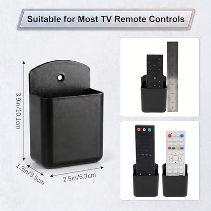 2 PCS Remote Control Holder Wall Mount, TV Air Conditioner Remote Control Holder, Self Adhesive Pen Holder Organizers and Accessories for Home Office School, Black - color: Set of 2-Black