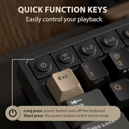 RK ROYAL KLUDGE M65 Wireless Gaming Keyboard with Volume Knob, 60% Hot Swappable Mechanical Keyboard 2.4G/BT/USB-C, Gasket Mount, Battery Display, PBT Keycaps, Hot-Swappable Cream Switch, Black - color: black, size: cream switch