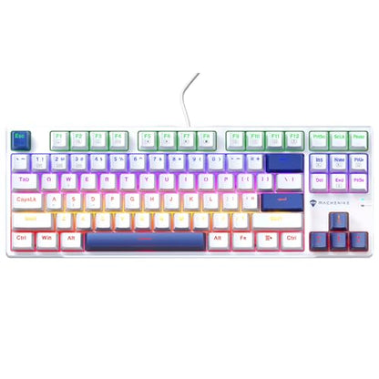 Machenike K500B-B87 75% TKL Mechanical Wired Gaming Keyboard, 87 Keys Compact Hot Swappable Linear Red Switch with Number Pad, Dynamic RGB Backlit, Anti-Ghosting, Double-Shot PBT Keycaps, White/Blue - color: White/Blue, size: Red Switch