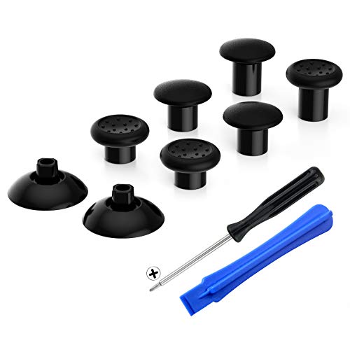 eXtremeRate ThumbsGear Interchangeable Ergonomic Thumbstick for PS5 Controller, for PS4 All Model Controller - 3 Height Domed and Concave Grips Adjustable Joystick - Black - color: Black