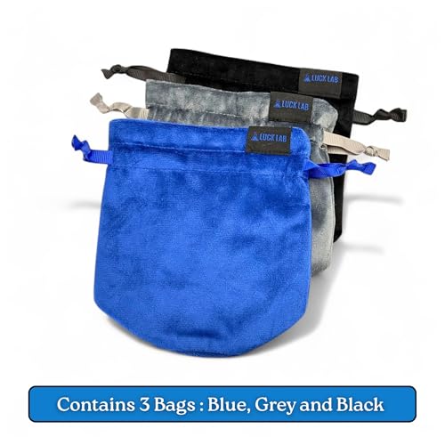 Velvet Drawstring Dice Bag - Set of Three Colors - Dungeons and Dragons Fabric/Standing Cotton Fabric Dice Bags/D&D Dice Pouch/Small Pouch/Velvet Jewelry Bag (Blue, Black, Grey) - color: Blue, Black, Grey
