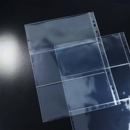 Mogoostry A4 Clear Sheet Protectors 3 Pocket Binder Sleeves 20 Sheets 11 Holes Side Open Banknote Protector Currency Collection Page Protector - color: 3-pocket