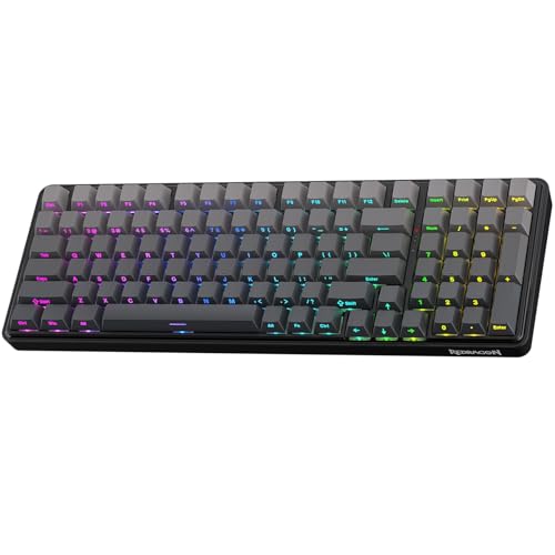 Redragon K744 GB PRO 99 Keys Wireless Gasket RGB Gaming Keyboard, 3-Mode Mechanical Keyboard w/Hot-Swap Socket, Gradient PBT Keycaps & 5-Layer Noise Dampening, Custom Linear Switch - color: Concrete Jungle, size: 99 Keys