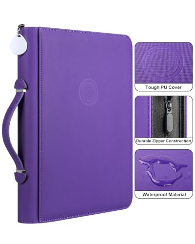 GEAoffice 9 Pocket Trading Card Binder, Holds 576 Cards, Premium PU Zip Card Binder with Handle, Side-Loading Pockets, Fits TCG, MTG, Sports Cards & Sleeved Cards (Purple) - color: Purple