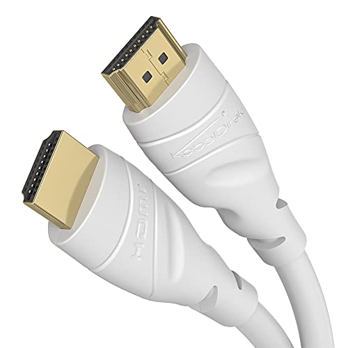 KabelDirekt – 8K & 4K HDMI Cable – 6.6ft – White – for PS5, Blu-ray, Xbox | 10K, 8K@60Hz & 4K@120Hz, High Speed HDMI – for PS5, Xbox Series X, Switch, Blu-ray – interference-free & flexible - color: White, size: 6.6 ft, style: 1-Pack
