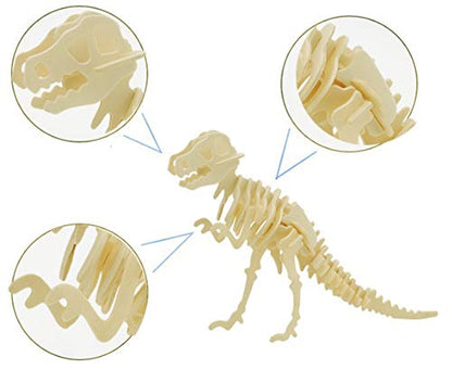 3D Wooden Dinosaur Puzzle - 6 Piece Set Wood Dinosaur Skeleton Model Puzzle - DIY Wooden Crafts 3D Puzzle - STEM Brain Teaser Puzzle Gifts - style: Dinosaur 6 model