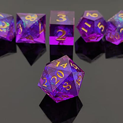 DND Dice Set, 7 Pcs Sharp Edge D&D Dice Polyhedral Resin Dice for Dungeons and Dragons RPG MTG Role Playing Table Games - color: Purple