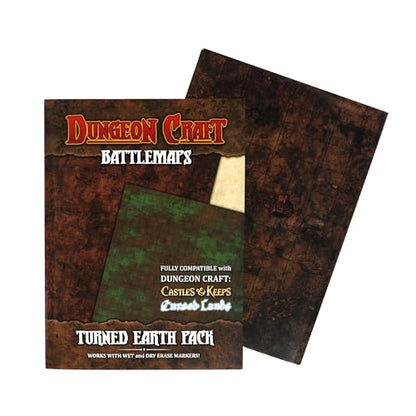 Dungeon Craft Realm's Edge Trio Bundle – Realm’s Edge Board Game & 2 Double-Sided Battlemaps (City Pack & Turned Earth Pack) – Wet/Dry Erase, D&D Compatible, 24"x33" 1" Grid, Adventure Set