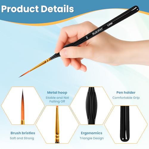 Paint Brushes Set Art Supplies, 11 PCS Miniature Paint Brushes for Acrylic Painting with Triangular Handles, Artist Brushes for Oil, Face Ceramics Model Detailing Watercolor Art Drawing Black