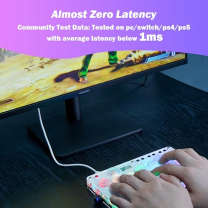 BITFUNX Duelpad Leverless Controller Arcade Stick, Zen16 Arcade Controller for PC/PS3/PS4/PS5/Switch/Steam, All-Button Arcade Fight Stick with SOCD/TURBO/Custom RGB/Hot-Swap/Low-Profile Switch (Mini) - size: Mini