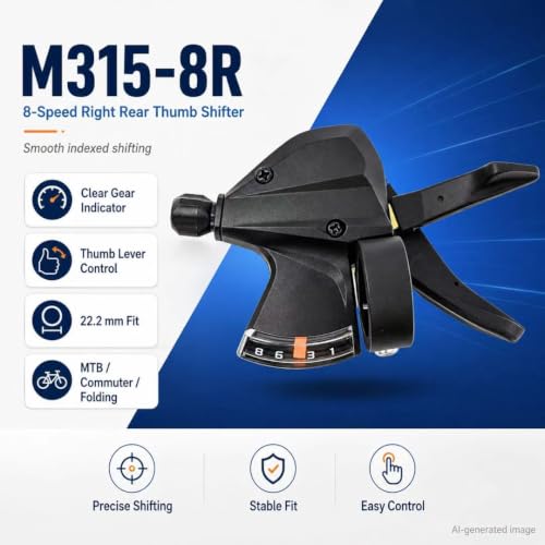 SL-M315-8 Speed Bike Shifter Right Thumb Gear Shifter | Bicycle Shift Lever MTB Mountain Bike Shifter Trigger Shifter Commuter Folding Hybrid Bike Gear Shifter with Gear Indicator - color: SL-M315-8R