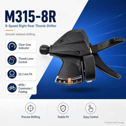 SL-M315-8 Speed Bike Shifter Right Thumb Gear Shifter | Bicycle Shift Lever MTB Mountain Bike Shifter Trigger Shifter Commuter Folding Hybrid Bike Gear Shifter with Gear Indicator - color: SL-M315-8R