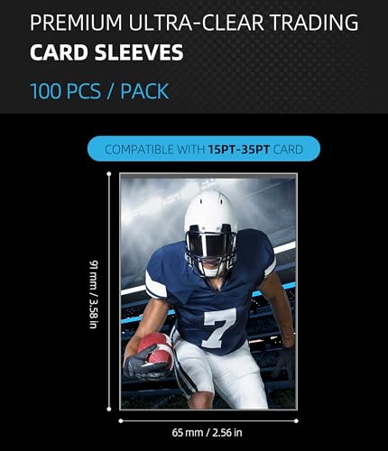 Ultra Clear Soft Penny Sleeves - 100pcs Standard Size Trading Card Protectors, Fits 15PT-35PT Cards, Acid-Free PVC-Free Card Sleeves for Collectors, Sports & Outdoors - size: 65×91mm (2.56"×3.58")
