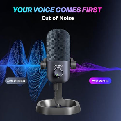USB Microphone for PC, Plug & Play Cardioid Condenser Mic - color: Black
