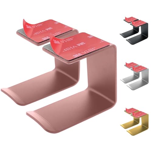Aluminum Under-Desk Headphone Hanger with Strong Adhesive (2 Pack, Pink) | Keeps Headphones Off the Desk, VHB Adhesive Holds 5 lb, Curved Support Helps Prevent Headband Creases, Fits Gaming Headsets - color: Pink-2Pack