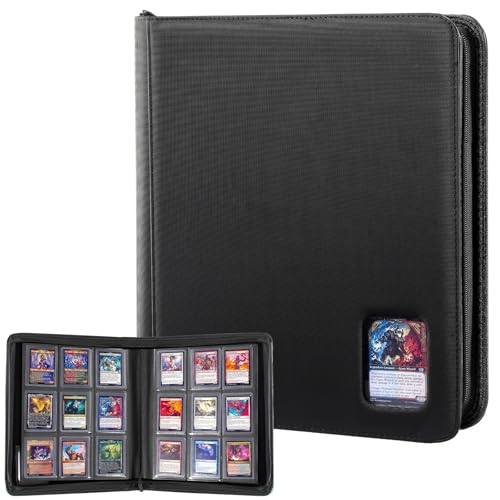 ProCase Top Loader Binder, 9 Pocket Holds 324 Toploaders, Black | Non-PVC Pockets Waterproof PU Leather Binder for Trading Cards or Sports Cards, Compatible with TCG, MTG in 3"x4" Toploader - color: 2-Black