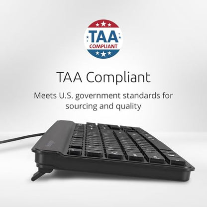 Kensington KB201 Simple Solutions Wired Keyboard, Black, TAA Compliant (K75453TAA) - size: Wired Keyboard