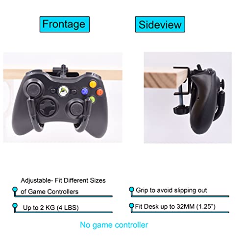 YYST Desk Mount Game Controller Holder Clamp On Hanger Holder Storage Rack for PS3/PS4/PS5/Xbox 360/Xbox One/S/X/Elite/Series S/Series X Controller, Pro Controller,etc-No Game Controller-Black