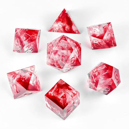 Sharp Edge DND Dice Set Dice，Resin D&D Dice Set for TTRPGs Dungeons and Dragons Gifts， MTG RPG Role Playing Gaming D and D Dice, Dungeons and Dragons D&D Dice with Box Case(Blood)