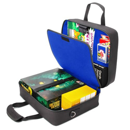 USA Gear Board Game Bag Fits Catan, Cards Against Humanity, Monopoly, Battleship, Sequence, Ticket to Ride & more - Board Game Storage Bag with Customizable Interior, Padded Shoulder Strap (Blue) - color: Blue