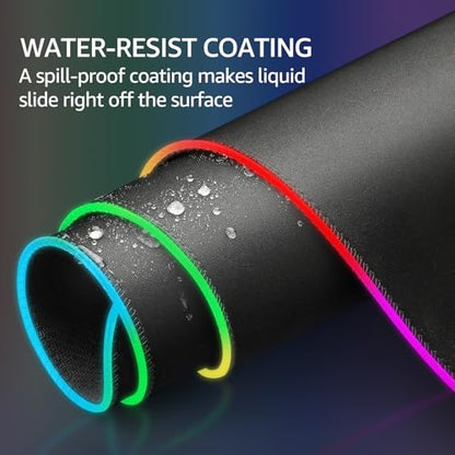KTRIO RGB Large Gaming Mouse Pad, 31.5 x 11.8 in, RGB Black, XL | Smooth Micro-Weave Surface, RGB Lighting Design, Non-Slip Rubber Base, Durable Stitched Edges, Office & Home Use - color: RGB Black, size: 31.5l X 11.8w Inches