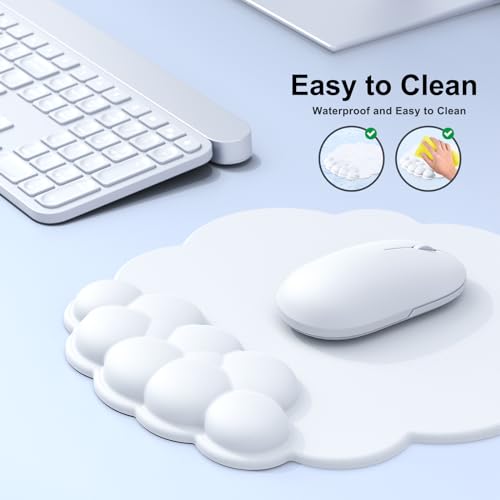 MOKURU Cloud Mouse Pad with Wrist Rest, Cloud Keyboard Wrist Rest, Mouse Pad Wrist Support, Ergonomic Keyboard Mouse Wrist Support White - color: White