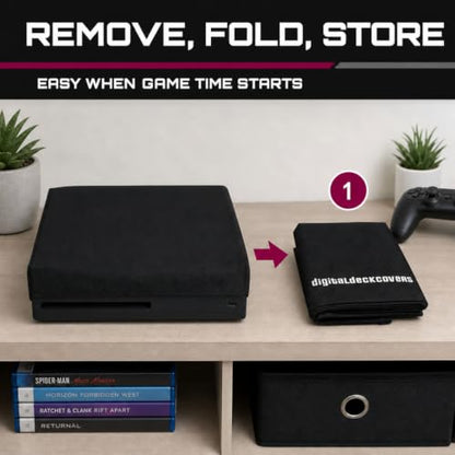 PS3/XBOX360 Console Dust Cover, Black | Antistatic, Water Resistant, Premium Fabric, Gaming System Protector